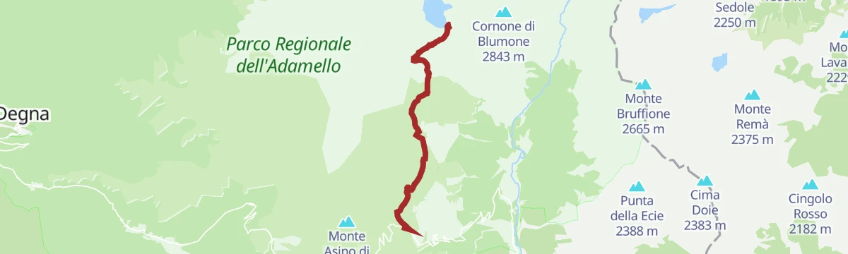 Route map: Al Rifugio Tita Secchi lungo il sentiero di Cadino